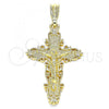 Oro Laminado Religious Pendant, Gold Filled Style Crucifix Design, Polished, Golden Finish, 05.351.0161