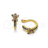 Oro Laminado Earcuff Earring, Gold Filled Style Butterfly Design, with Multicolor Micro Pave, Polished, Golden Finish, 02.213.0385