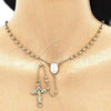 Oro Laminado Thin Rosary, Gold Filled Style Guadalupe and Crucifix Design, Polished, Golden Finish, 09.213.0024.24