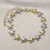 Oro Laminado Tennis Bracelet, Gold Filled Style Star Design, Polished, Two Tone, 03.341.0244.07