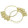 Oro Laminado Large Hoop, Gold Filled Style Elephant Design, Diamond Cutting Finish, Golden Finish, 02.380.0041.1.50