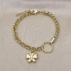 Oro Laminado Fancy Bracelet, Gold Filled Style Butterfly and Rolo Design, Polished, Golden Finish, 03.213.0275.07