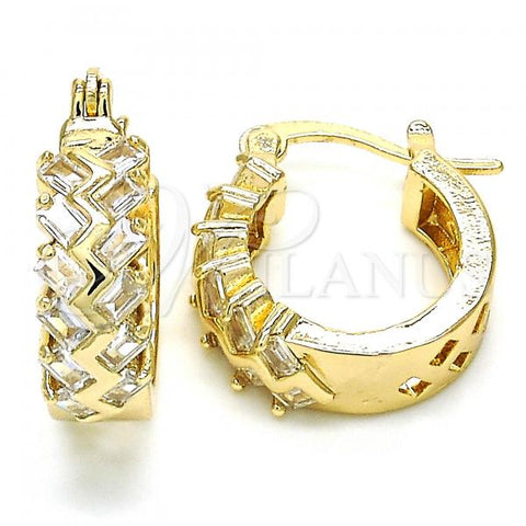 Oro Laminado Small Hoop, Gold Filled Style with White Cubic Zirconia, Polished, Golden Finish, 02.210.0296.15