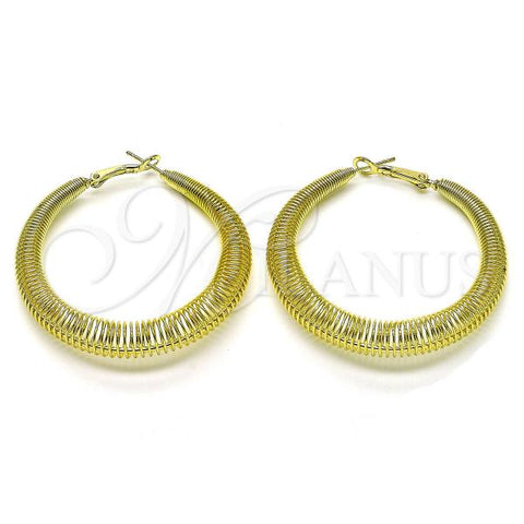 Oro Laminado Medium Hoop, Gold Filled Style Spiral Design, Polished, Golden Finish, 02.213.0682.50