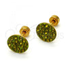 Stainless Steel Stud Earring, with Dark Peridot Crystal, Polished, Golden Finish, 02.271.0007.6