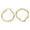 Oro Laminado Medium Hoop, Gold Filled Style Diamond Cutting Finish, Tricolor, 02.213.0254.30