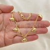 Oro Laminado Charm Anklet , Gold Filled Style Elephant Design, Polished, Golden Finish, 03.32.0589.10