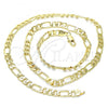 Oro Laminado Basic Necklace, Gold Filled Style Figaro Design, Polished, Golden Finish, 04.63.1412.24