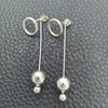 Sterling Silver Long Earring, Ball Design, Polished, Silver Finish, 02.399.0002