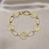 Oro Laminado Fancy Anklet, Gold Filled Style Heart Design, Diamond Cutting Finish, Golden Finish, 5.032.003.1.10