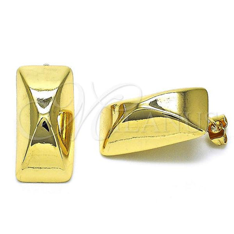 Oro Laminado Stud Earring, Gold Filled Style Chunky Design, Polished, Golden Finish, 02.163.0265