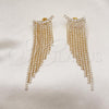 Oro Laminado Long Earring, Gold Filled Style with White Crystal and White Cubic Zirconia, Polished, Golden Finish, 02.268.0107