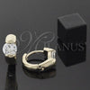 Oro Laminado Huggie Hoop, Gold Filled Style with White Cubic Zirconia, Polished, Golden Finish, 5.132.024.1