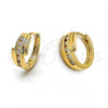 Oro Laminado Huggie Hoop, Gold Filled Style with White Cubic Zirconia, Polished, Golden Finish, 5.132.006
