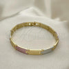Oro Laminado Solid Bracelet, Gold Filled Style Polished, Tricolor, 03.102.0050.08