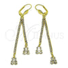 Oro Laminado Long Earring, Gold Filled Style Teddy Bear Design, with Cubic Zirconia, Golden Finish, 5.085.007
