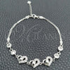 Sterling Silver Fancy Bracelet, Heart Design, with White Cubic Zirconia, Polished, Silver Finish, 03.400.0008.07