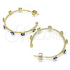 Oro Laminado Medium Hoop, Gold Filled Style Evil Eye Design, Blue Enamel Finish, Golden Finish, 02.213.0219.30