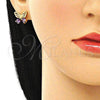 Oro Laminado Stud Earring, Gold Filled Style Butterfly Design, with Amethyst Cubic Zirconia, Polished, Golden Finish, 02.387.0007.1