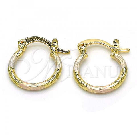 Oro Laminado Small Hoop, Gold Filled Style Diamond Cutting Finish, Tricolor, 02.96.0080.2.15