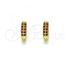 Oro Laminado Huggie Hoop, Gold Filled Style with Garnet Micro Pave, Polished, Golden Finish, 02.195.0111.2.10