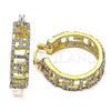 Oro Laminado Medium Hoop, Gold Filled Style Evil Eye Design, with White Crystal, Polished, Golden Finish, 02.380.0095.35