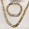 Stainless Steel Necklace and Bracelet, Curb Design, Polished, Golden Finish, 06.257.0004