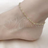 Oro Laminado Basic Anklet, Gold Filled Style Singapore Design, Diamond Cutting Finish, Golden Finish, 03.213.0296.09