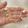 Oro Laminado Charm Anklet , Gold Filled Style Elephant and Shell Design, Polished, Golden Finish, 03.32.0606.10