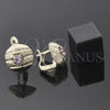 Oro Laminado Leverback Earring, Gold Filled Style with Rose Cubic Zirconia, Diamond Cutting Finish, Golden Finish, 5.127.046