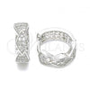 Sterling Silver Huggie Hoop, with White Micro Pave, Polished, Rhodium Finish, 02.332.0065.15