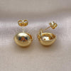 Oro Laminado Stud Earring, Gold Filled Style Chunky Design, Polished, Golden Finish, 02.156.0685