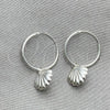 Sterling Silver Small Hoop, Shell Design, Polished, Silver Finish, 02.402.0019.15