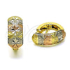 Oro Laminado Stud Earring, Gold Filled Style Flower Design, Matte Finish, Tricolor, 02.26.0303
