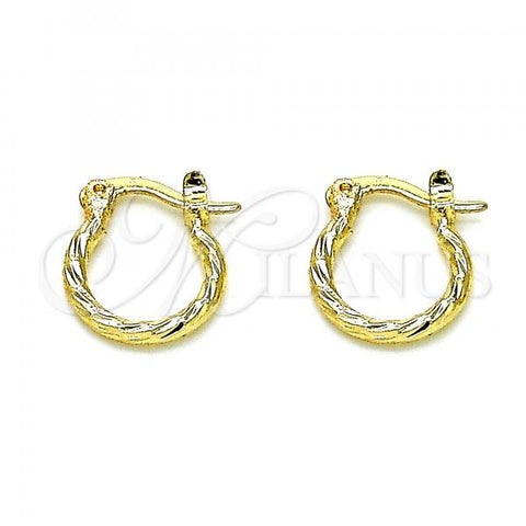 Oro Laminado Small Hoop, Gold Filled Style Diamond Cutting Finish, Golden Finish, 02.96.0084.12