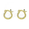 Oro Laminado Small Hoop, Gold Filled Style Diamond Cutting Finish, Golden Finish, 02.96.0084.12