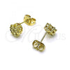 Oro Laminado Stud Earring, Gold Filled Style with Light Yellow Cubic Zirconia, Polished, Golden Finish, 02.213.0358.6
