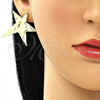 Oro Laminado Stud Earring, Gold Filled Style Star Design, Polished, Golden Finish, 02.213.0406