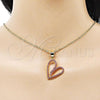 Oro Laminado Fancy Pendant, Gold Filled Style Heart Design, with Ruby Cubic Zirconia, Polished, Golden Finish, 05.342.0177