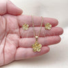 Oro Laminado Earring and Pendant Adult Set, Gold Filled Style Flower Design, Polished, Golden Finish, 10.342.0258