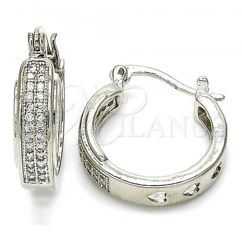 Rhodium Plated Small Hoop, with White Micro Pave, Polished, Rhodium Finish, 02.210.0270.4.20