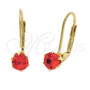 Oro Laminado Leverback Earring, Gold Filled Style with Orange Cubic Zirconia, Polished, Golden Finish, 5.128.090