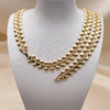 Oro Laminado Necklace and Bracelet, Gold Filled Style Chunky Design, Polished, Golden Finish, 06.372.0066