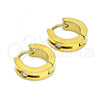 Stainless Steel Huggie Hoop, with White Crystal, Polished, Golden Finish, 02.384.0035.12