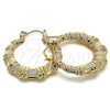 Oro Laminado Medium Hoop, Gold Filled Style Bamboo and Hollow Design, Polished, Golden Finish, 02.60.0149.30