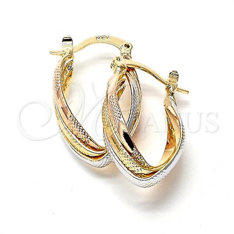 Oro Laminado Medium Hoop, Gold Filled Style Diamond Cutting Finish, Tricolor, 5.155.023