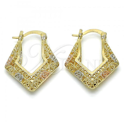 Oro Laminado Small Hoop, Gold Filled Style Polished, Tricolor, 02.102.0036.20