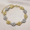 Oro Laminado Tennis Bracelet, Gold Filled Style Snail Design, Diamond Cutting Finish, Two Tone, 03.341.0239.07