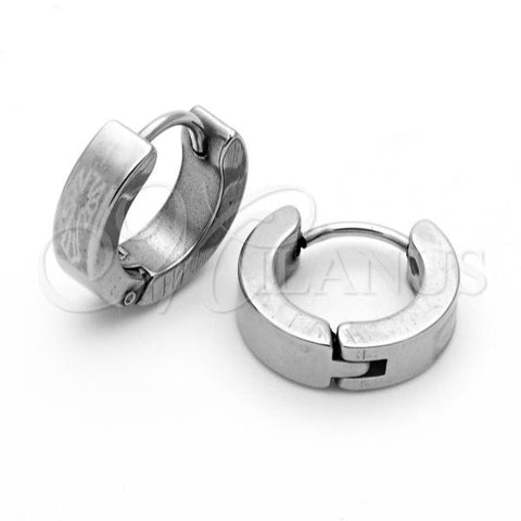 Stainless Steel Small Hoop, Cross Design, Matte Finish, Steel Finish, 02.63.2507