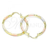 Oro Laminado Medium Hoop, Gold Filled Style Diamond Cutting Finish, Tricolor, 02.213.0156.1.40
